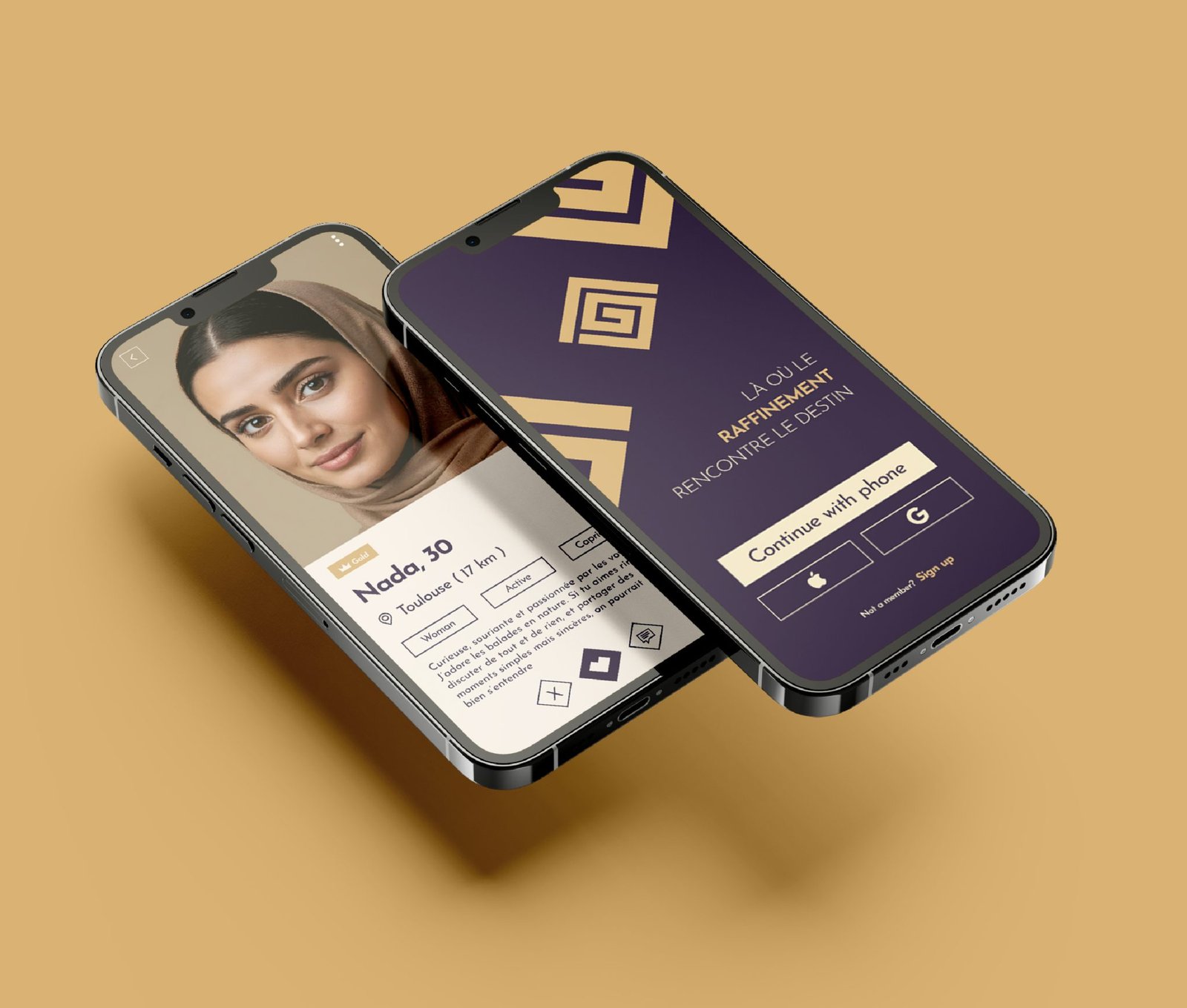 Deux smartphones affichant l'application Golden Alliance